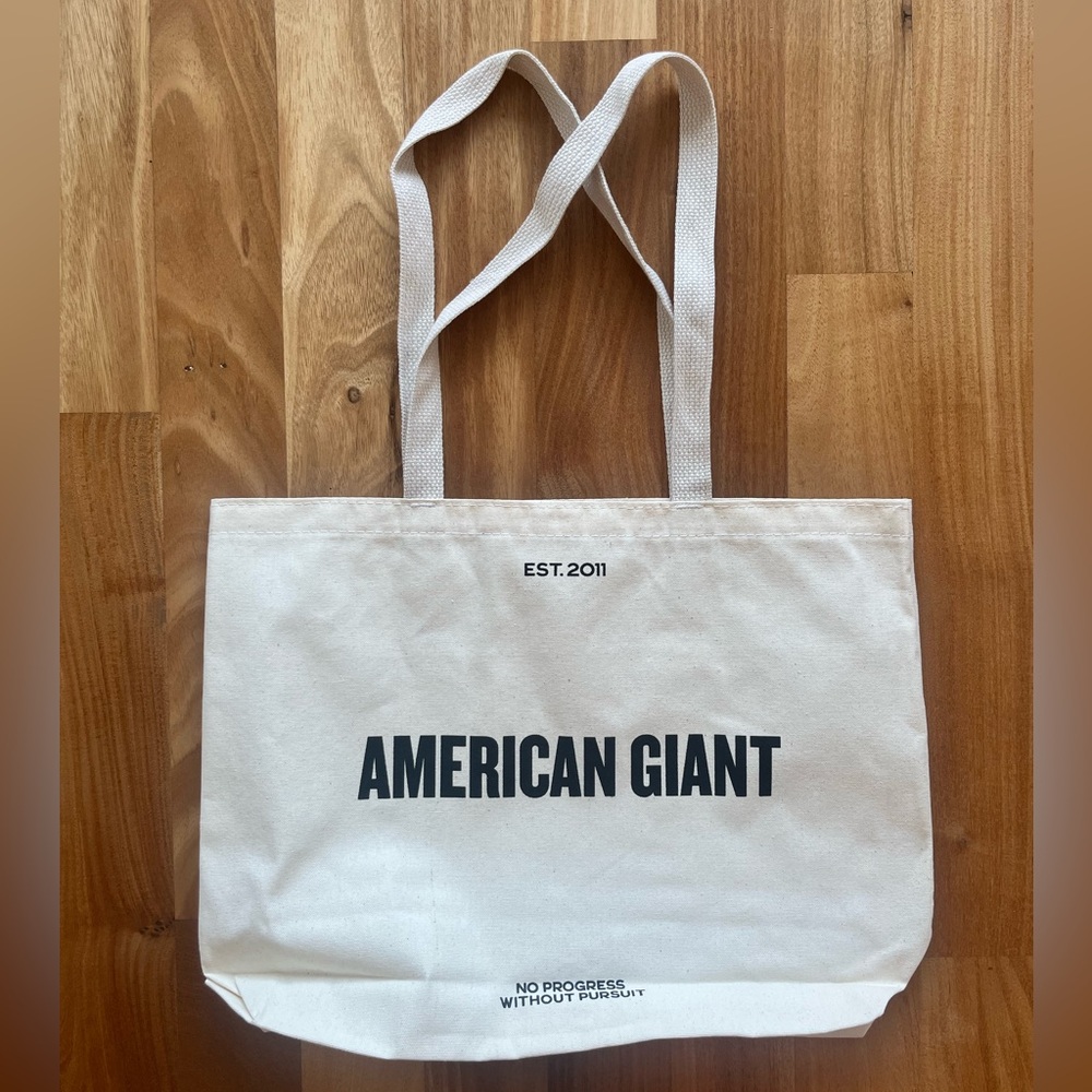 American Giant beige Margaret Mead quote tote bag, brand new unused large +bonus